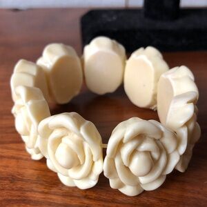 Vintage Carved Floral Acrylic Bracelet